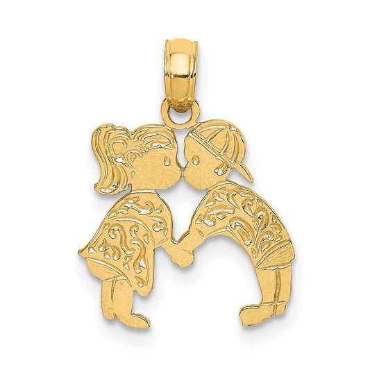 14K Yellow Gold Kissing Boy and Girl Charm