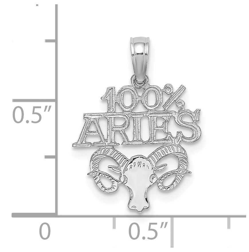 14K White Gold 100% ARIES Zodiac Charm