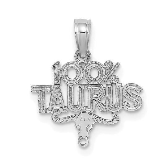 14K White Gold 100% TAURUS Zodiac Charm