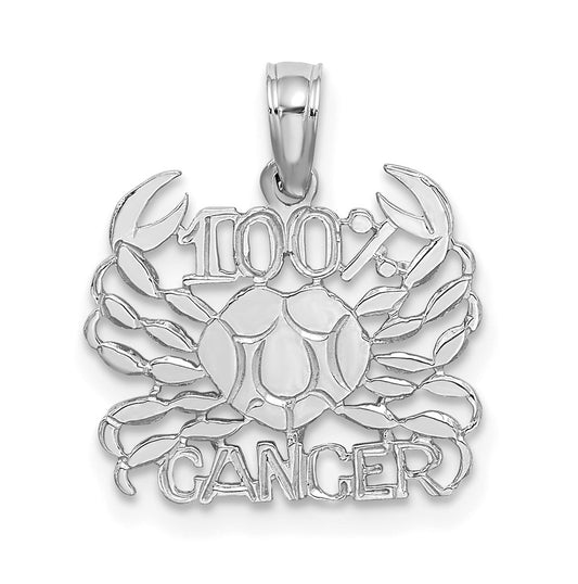 14K White Gold 100% CANCER Zodiac Charm