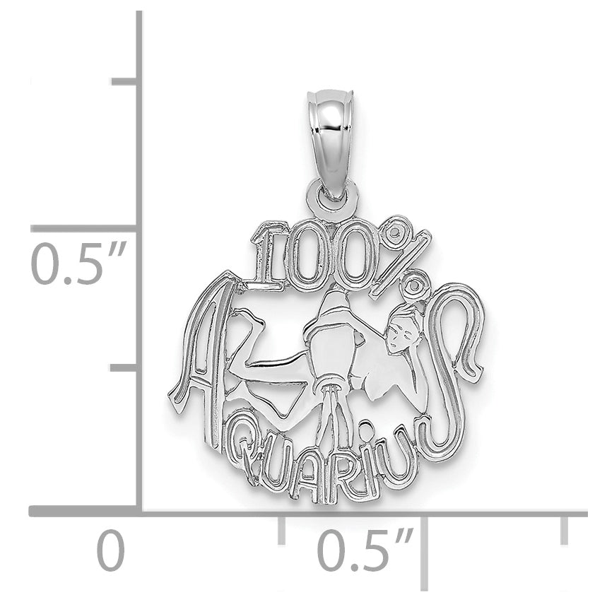 14K White Gold 100% AQUARIUS Zodiac Charm