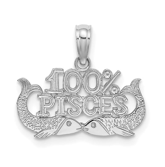 14K White Gold 100% PISCES Zodiac Charm