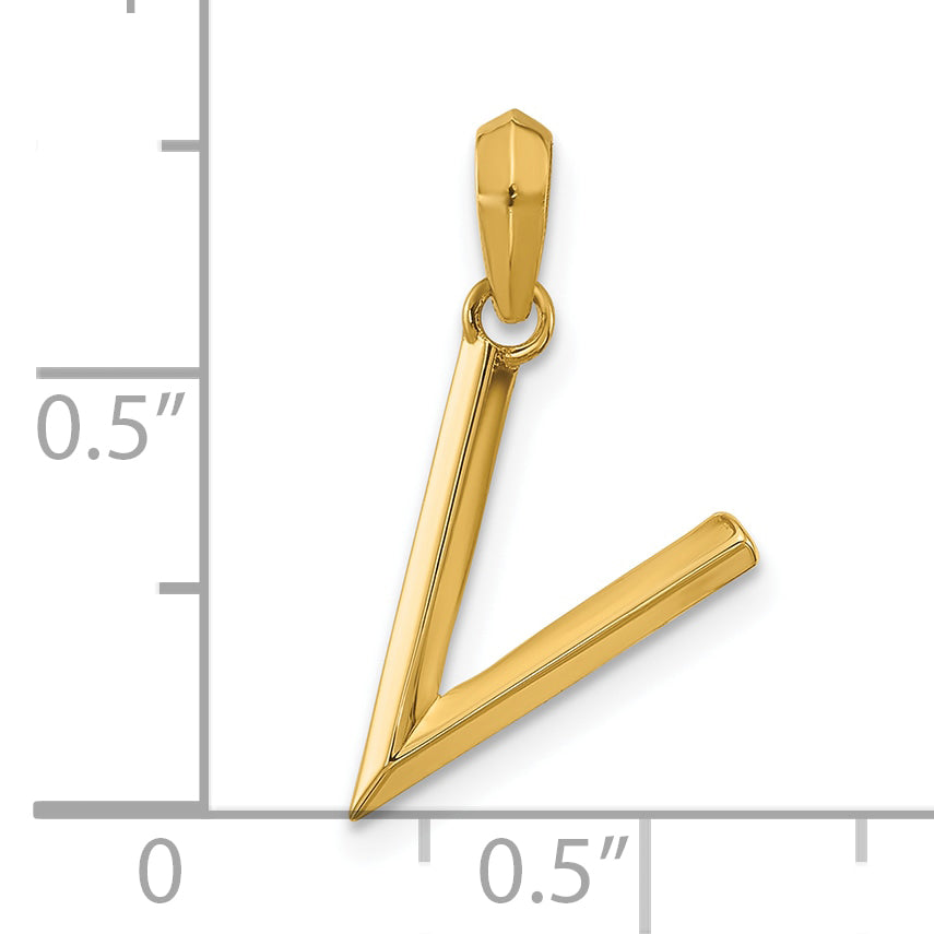 14K Yellow Gold Fancy Letter V