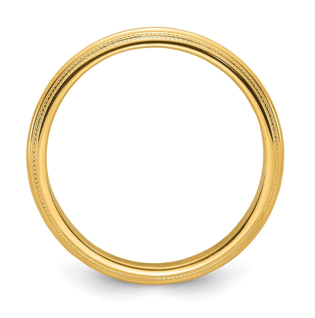 14k Yellow Or White Gold Double Milgrain Comfort Fit Wedding Band