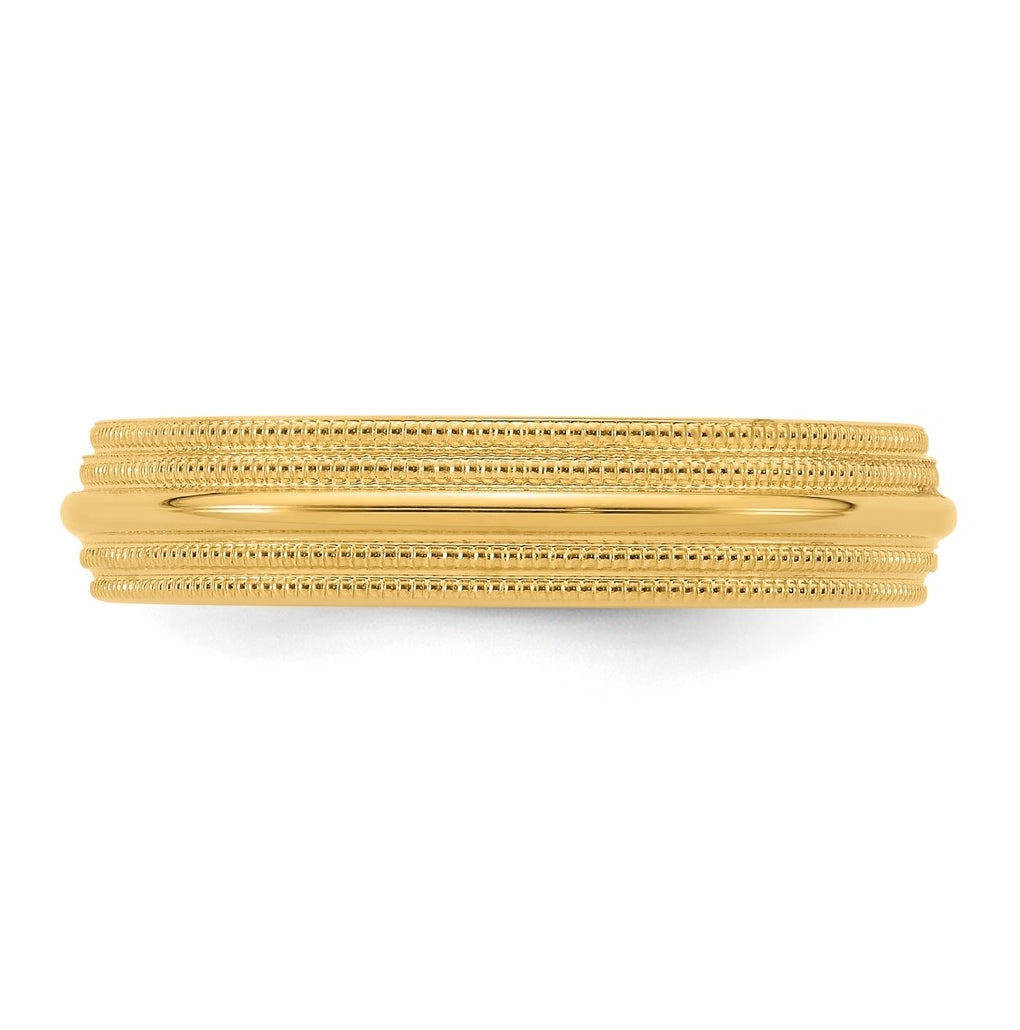 14k Yellow Or White Gold Double Milgrain Comfort Fit Wedding Band