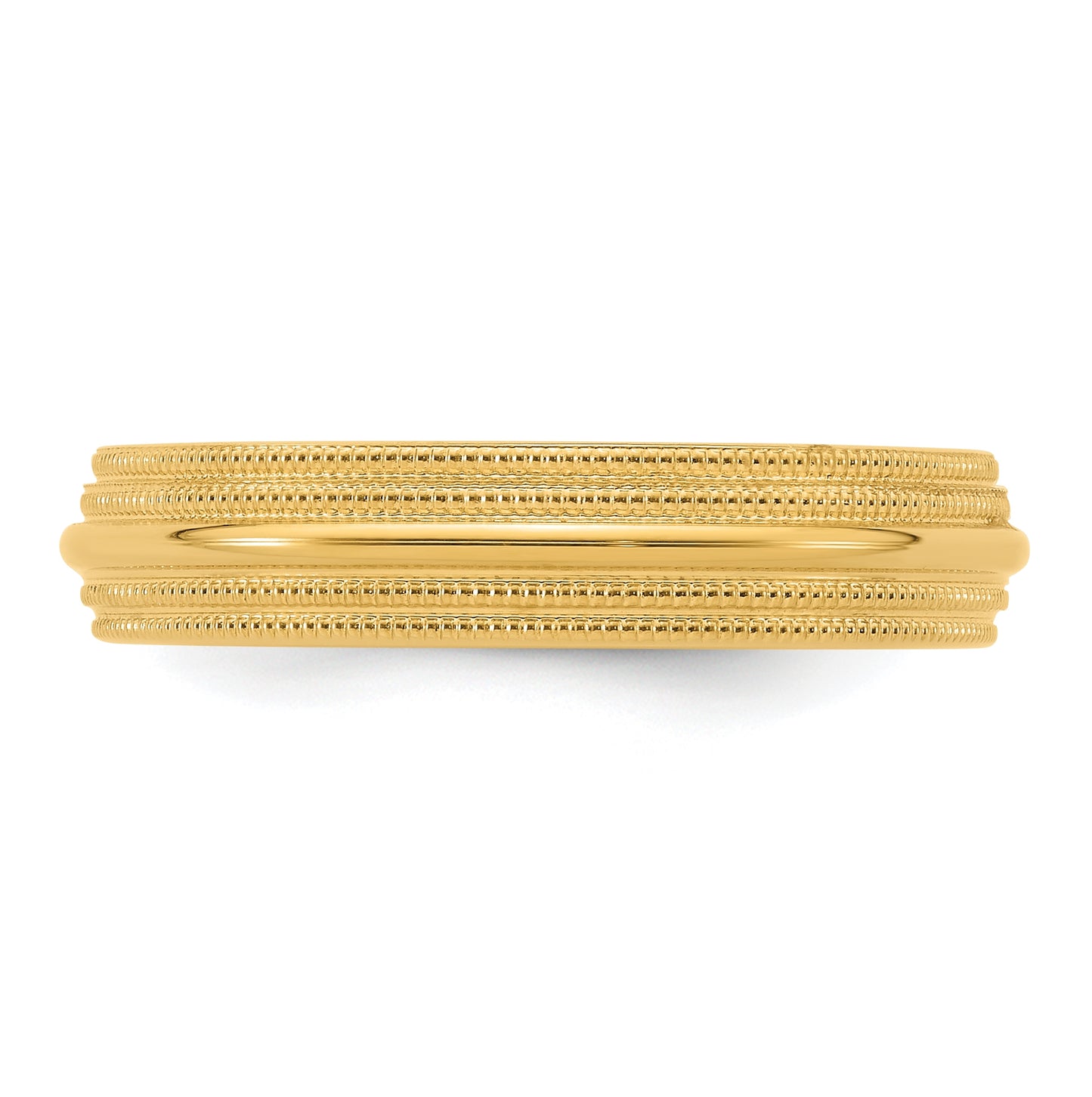 14k Yellow Gold 5mm Double Milgrain Comfort Fit Wedding Band Size 5