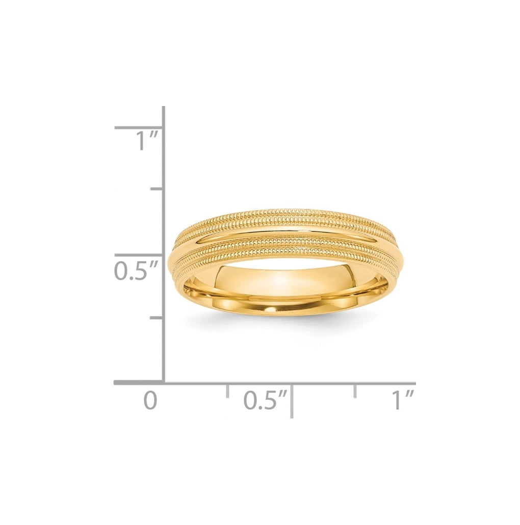 14k Yellow Or White Gold Double Milgrain Comfort Fit Wedding Band