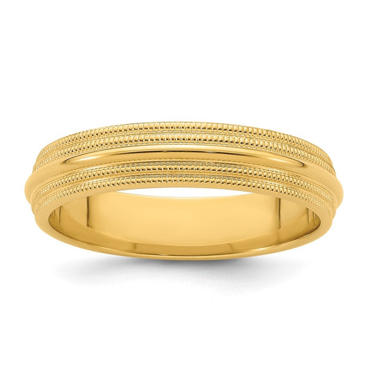 14k Yellow Or White Gold Double Milgrain Comfort Fit Wedding Band