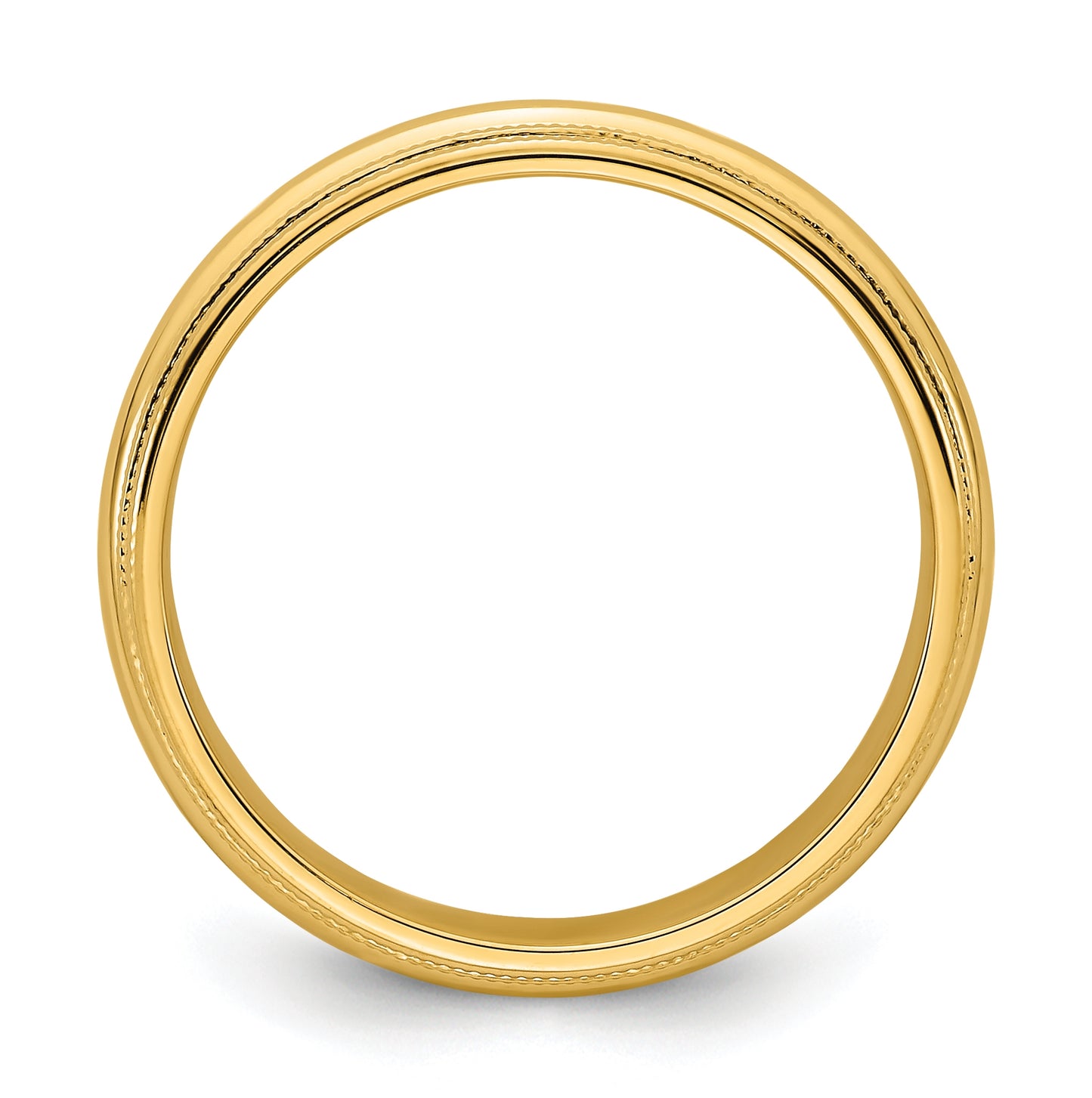14k Yellow Gold 6mm Double Milgrain Comfort Fit Wedding Band Size 5.5