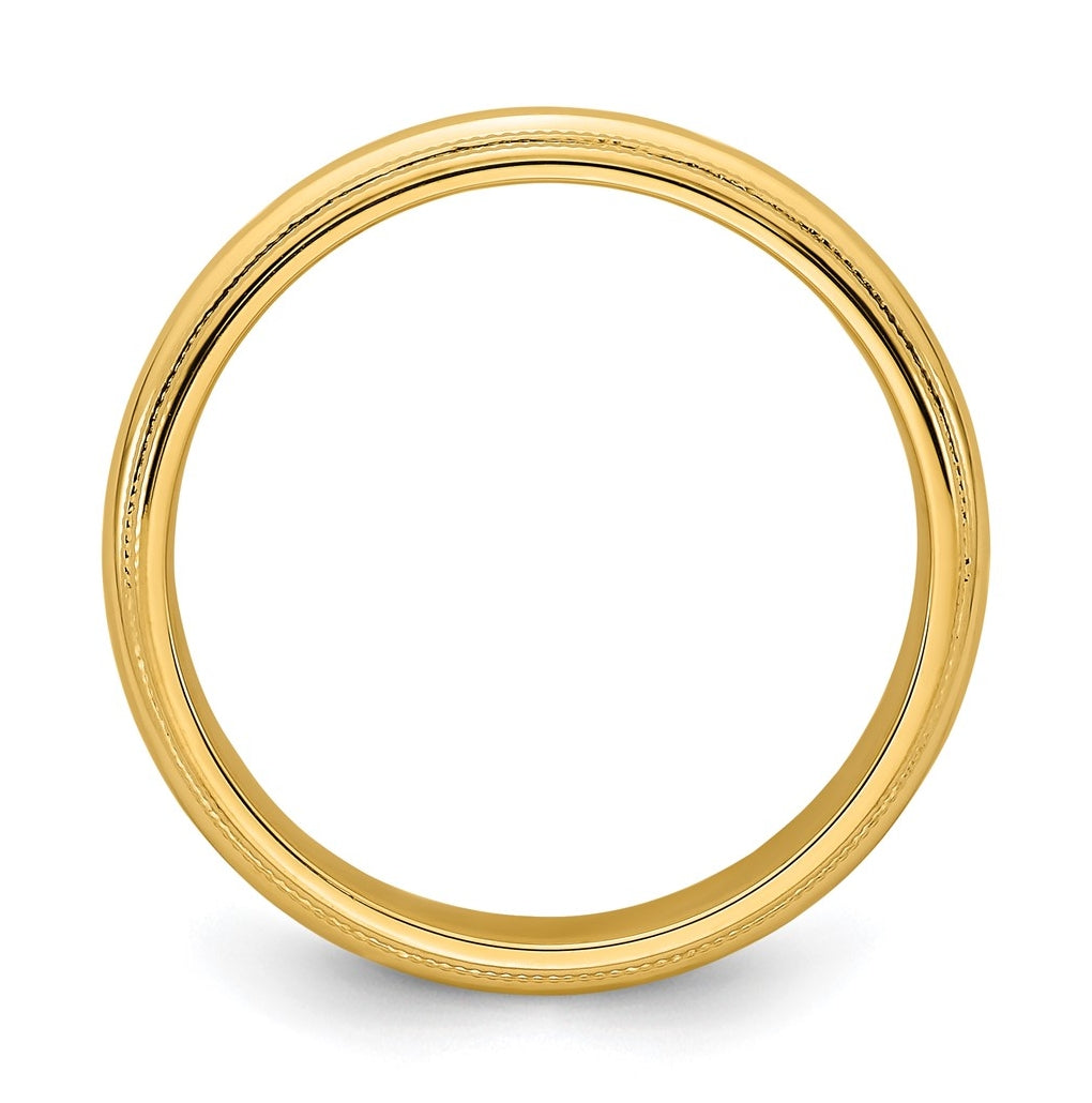 14k Yellow Or White Gold Double Milgrain Comfort Fit Wedding Band