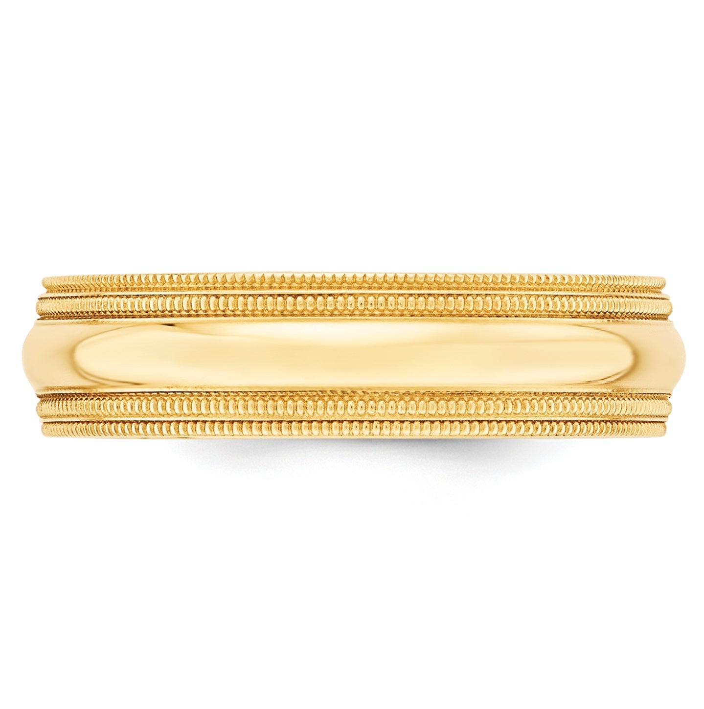 14k Yellow Or White Gold Double Milgrain Comfort Fit Wedding Band