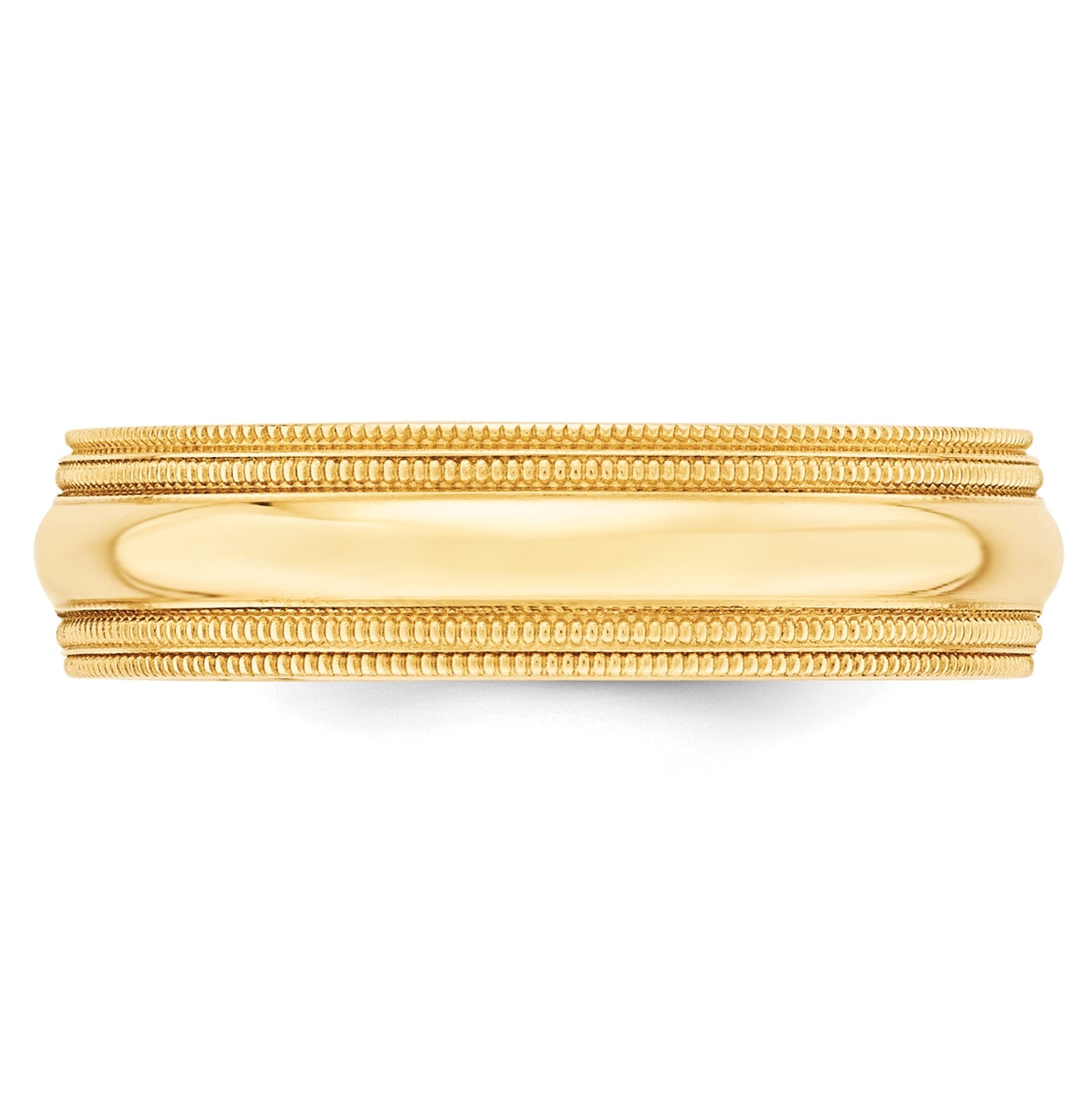 14k Yellow Gold 6mm Double Milgrain Comfort Fit Wedding Band Size 4.5