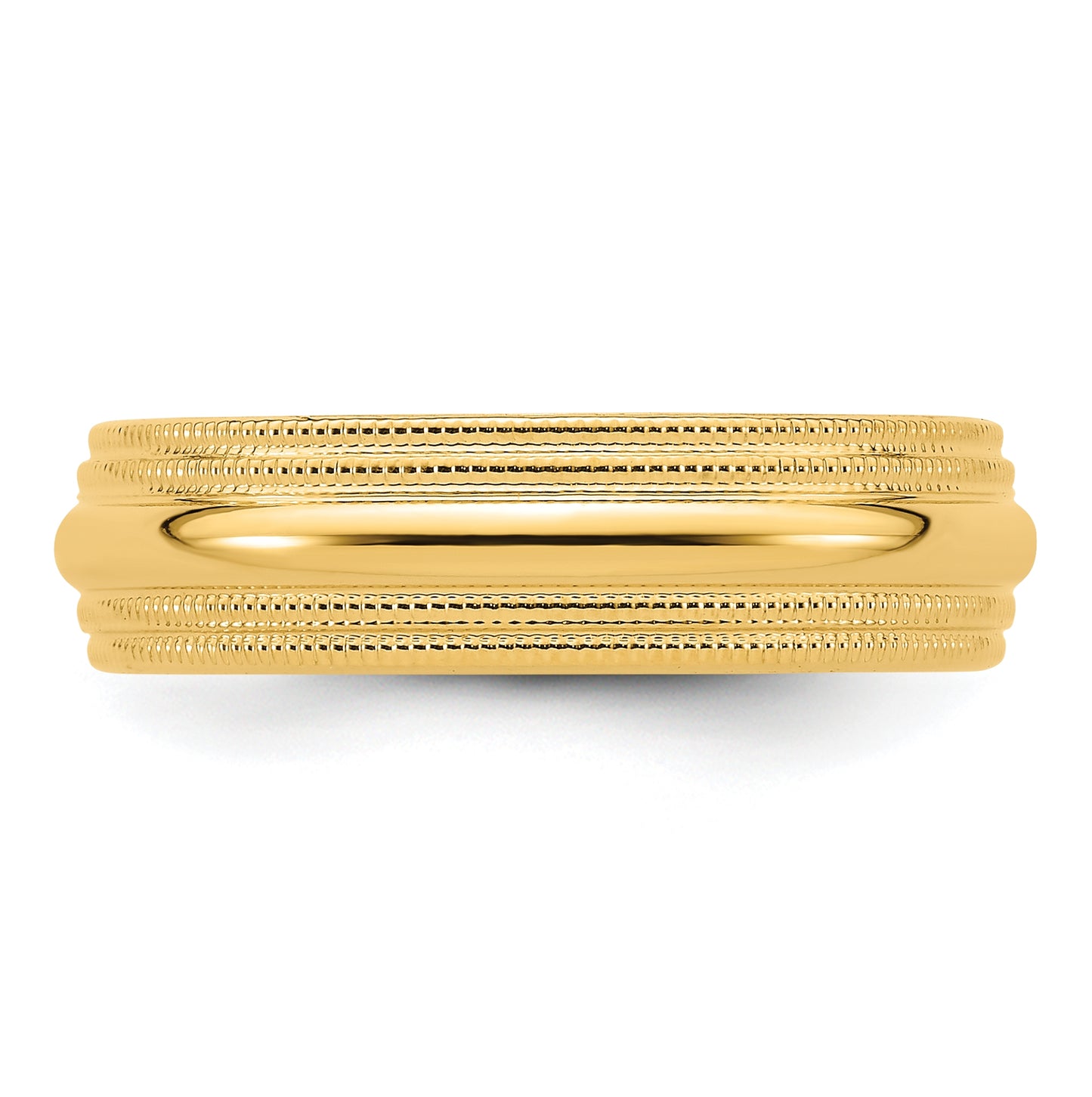 14k Yellow Gold 6mm Double Milgrain Comfort Fit Wedding Band Size 4.5