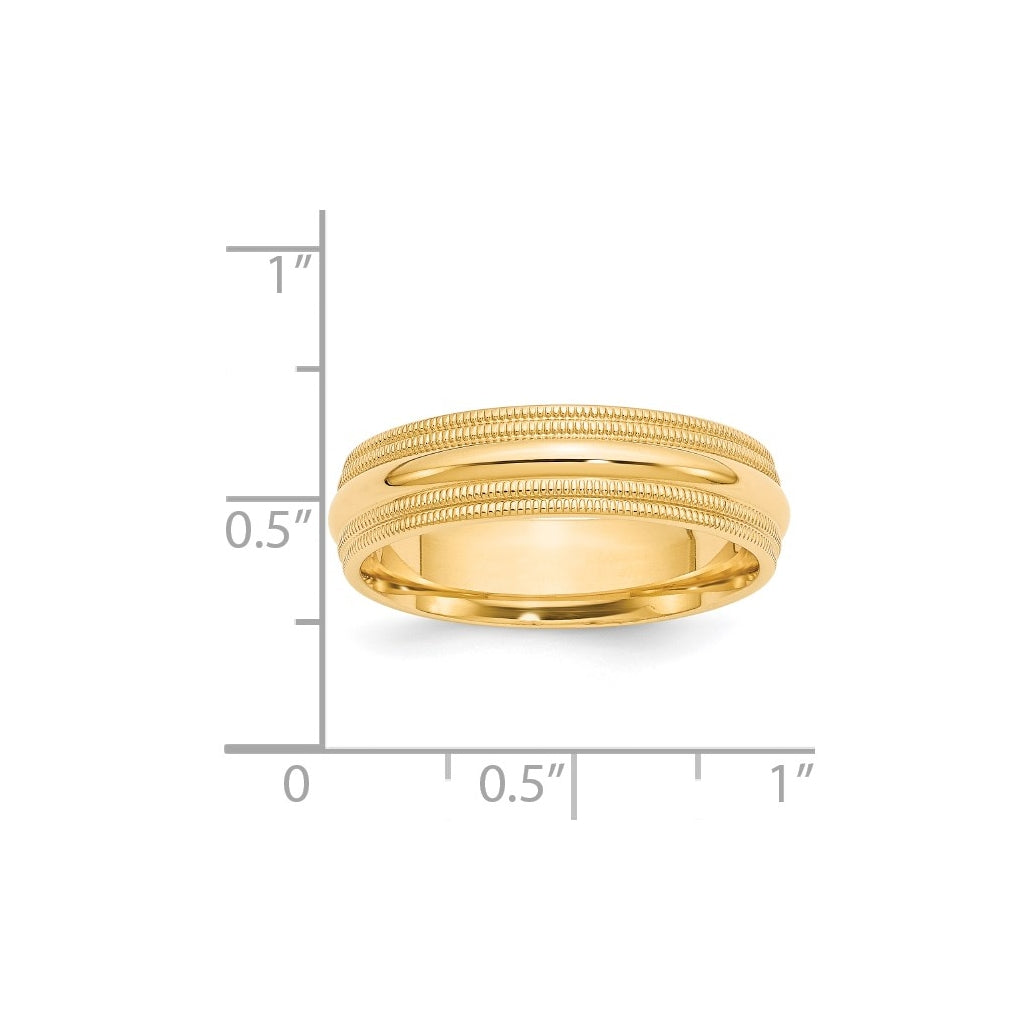 14k Yellow Or White Gold Double Milgrain Comfort Fit Wedding Band