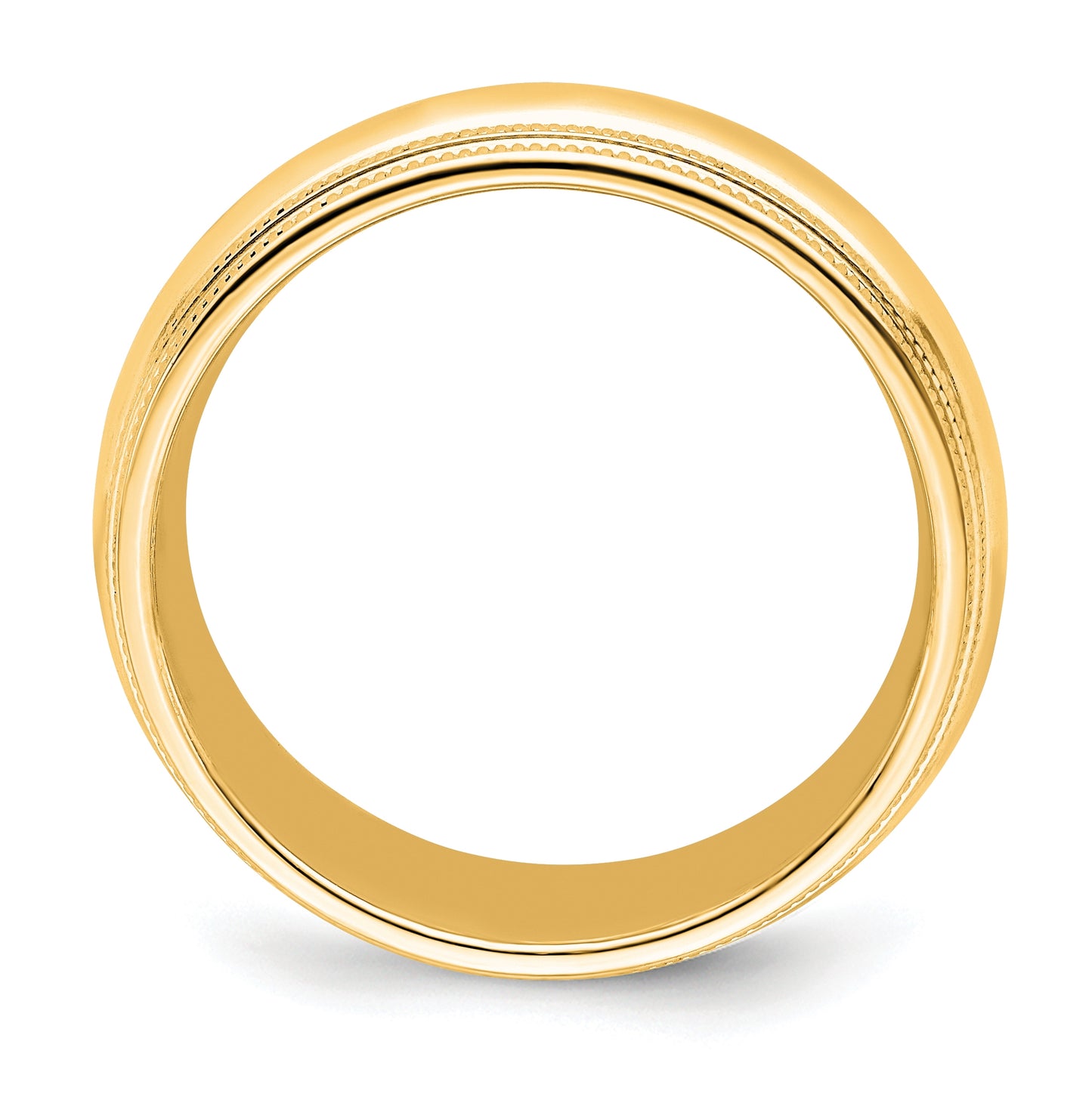 14k Yellow Gold 7mm Double Milgrain Comfort Fit Wedding Band Size 5