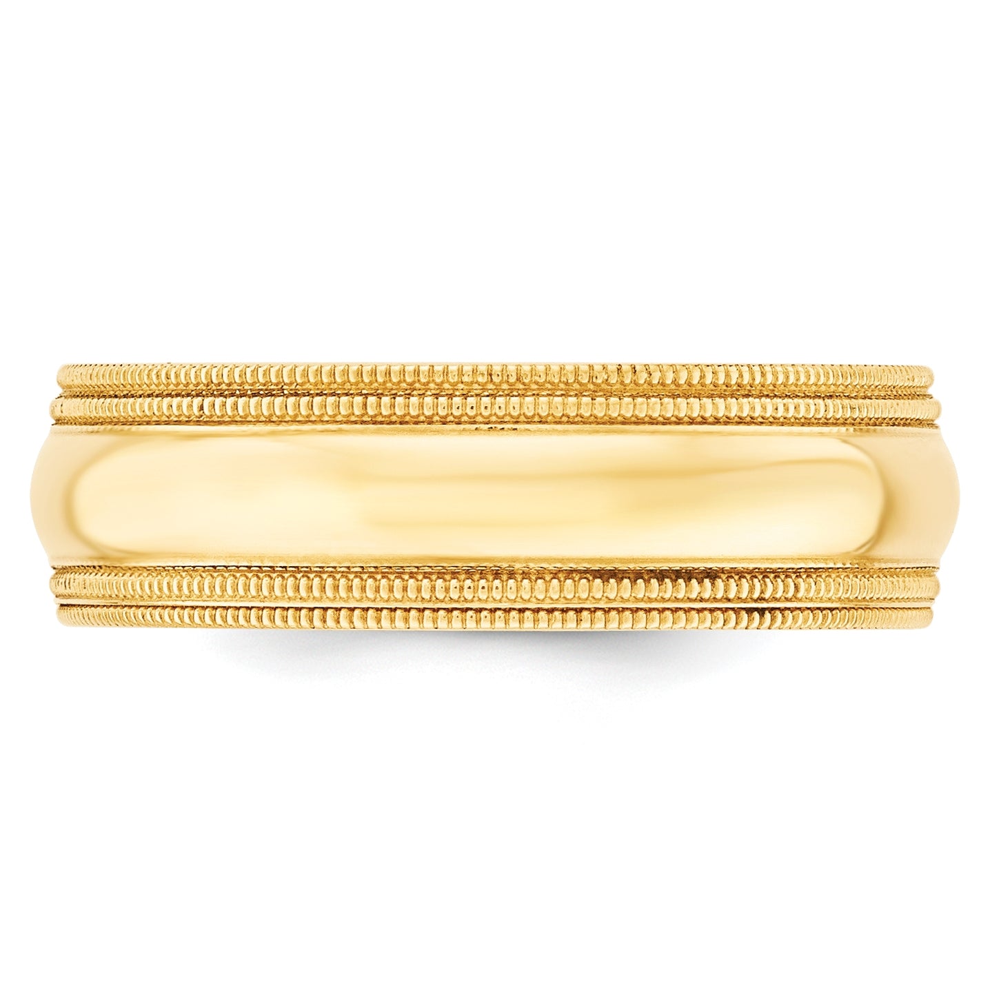 14k Yellow Gold 7mm Double Milgrain Comfort Fit Wedding Band Size 4