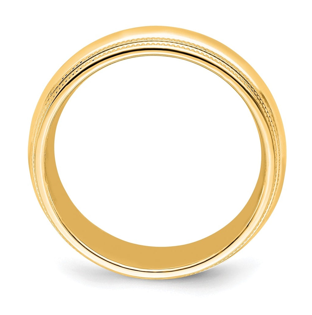 14k Yellow Or White Gold Double Milgrain Comfort Fit Wedding Band