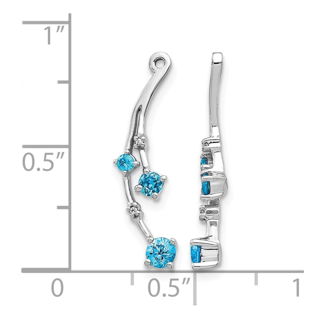14k White Gold Diamond and Blue Topaz Dangle Earring Jackets – Elegant Jewelry Gift for Birthday, Anniversary, Engagement, Wedding