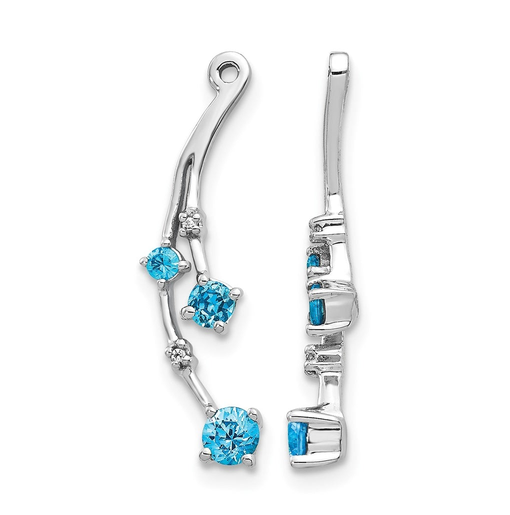 14k White Gold Diamond and Blue Topaz Dangle Earring Jackets – Elegant Jewelry Gift for Birthday, Anniversary, Engagement, Wedding