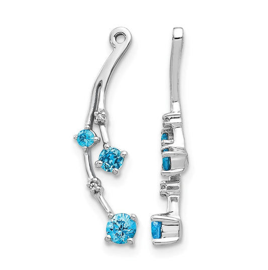 14k White Gold Diamond and Blue Topaz Dangle Earring Jackets – Elegant Jewelry Gift for Birthday, Anniversary, Engagement, Wedding