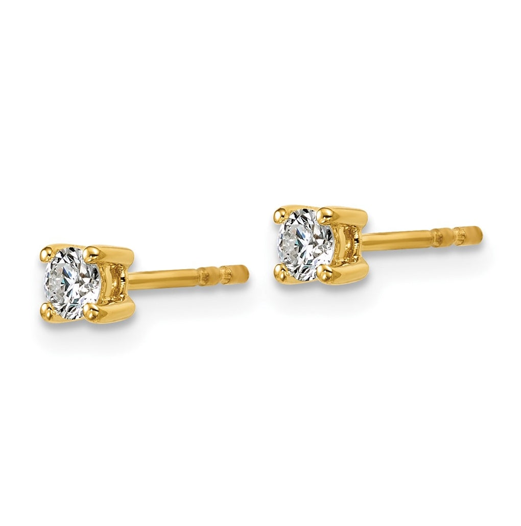 18k Yellow Gold Certified Lab Grown Diamond VS+ F+ Round Complete Four Prong Stud Earrings
