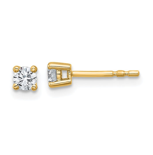 18k Yellow Gold Certified Lab Grown Diamond VS+ F+ Round Complete Four Prong Stud Earrings