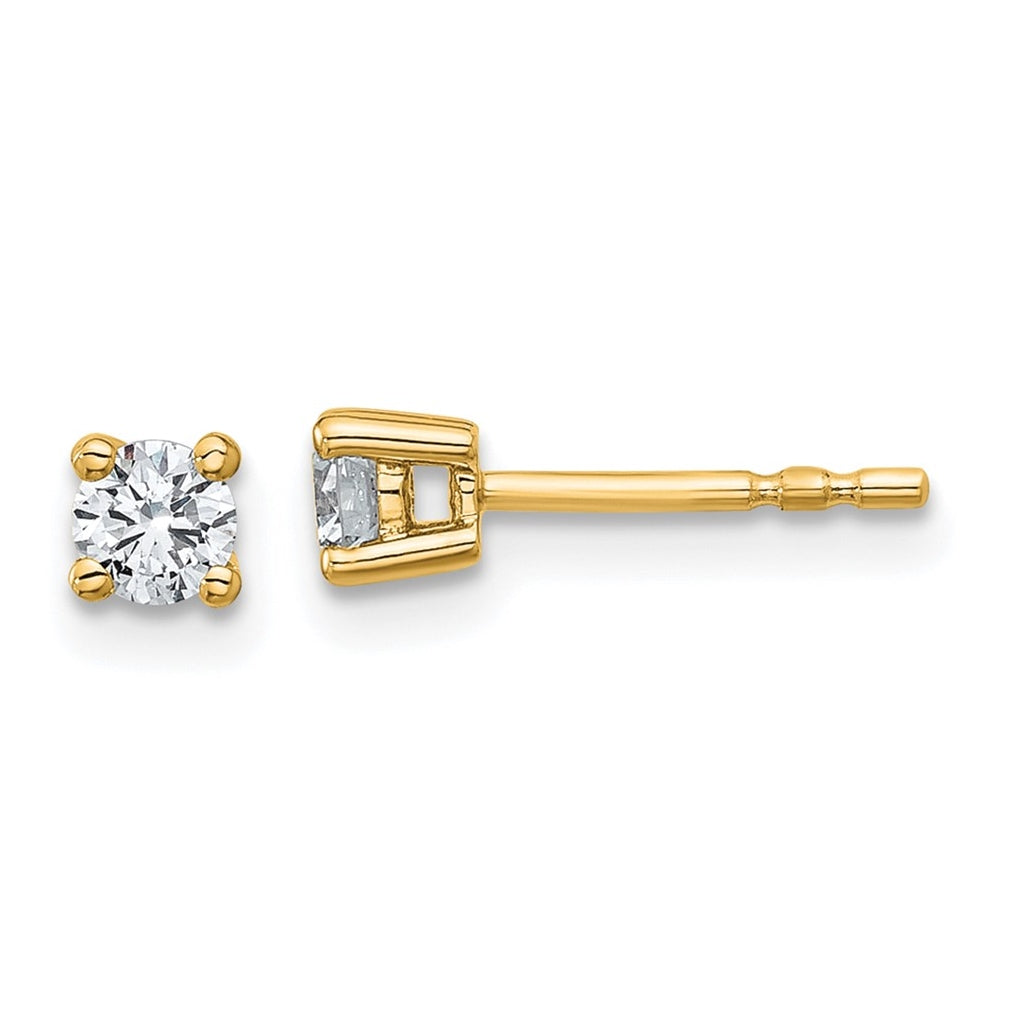 18k Yellow Gold Certified Lab Grown Diamond VS+ F+ Round Complete Four Prong Stud Earrings