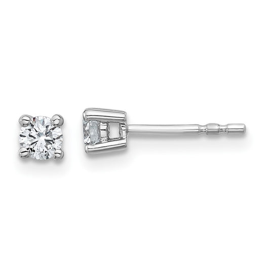 Sterling Silver Rhodium-plated Lab Grown Diamond VS/SI+ G+ Round Complete Four Prong Stud Earrings