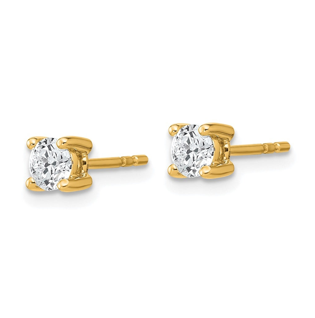 18k Yellow Gold Certified Lab Grown Diamond VS+ F+ Round Complete Four Prong Stud Earrings