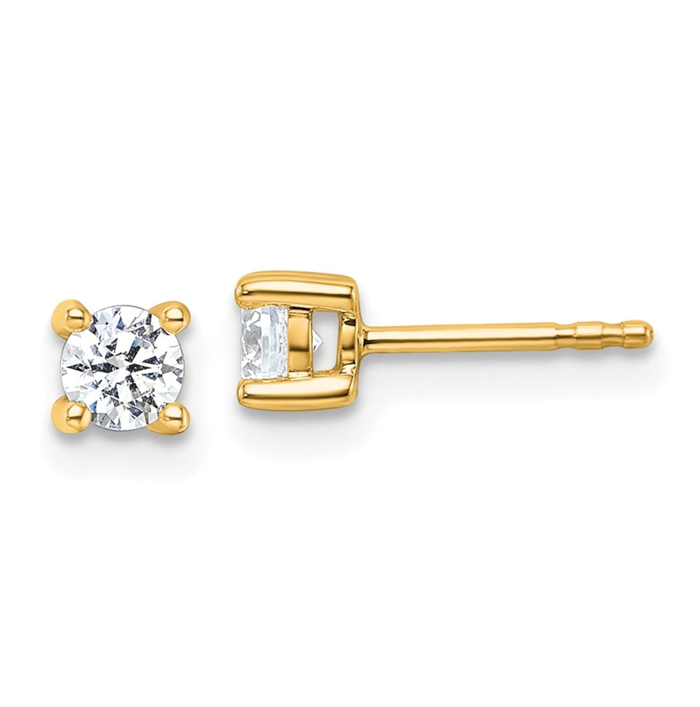 18k Yellow Gold Certified Lab Grown Diamond VS+ F+ Round Complete Four Prong Stud Earrings