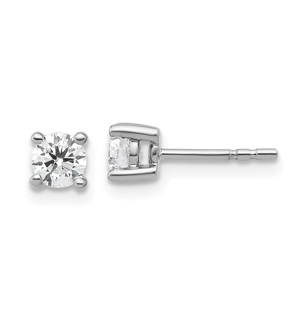 18k Yellow Or White Gold Or Platinum Or Sterling Silver Lab Grown Diamond VS+ F+ Round Complete Four Prong Stud Earrings