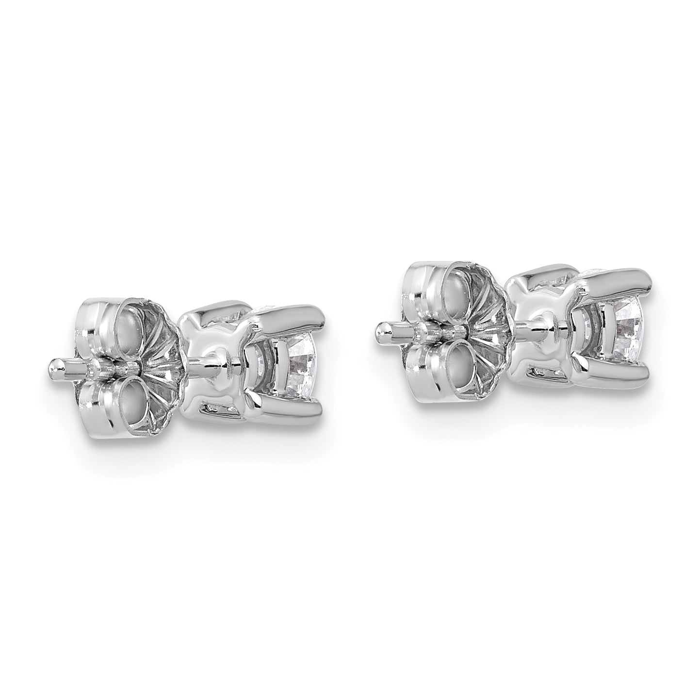 14k White Gold 1/2 carat total weight Round VS/SI GH Lab Grown Diamond 4 Prong Stud Post Earrings