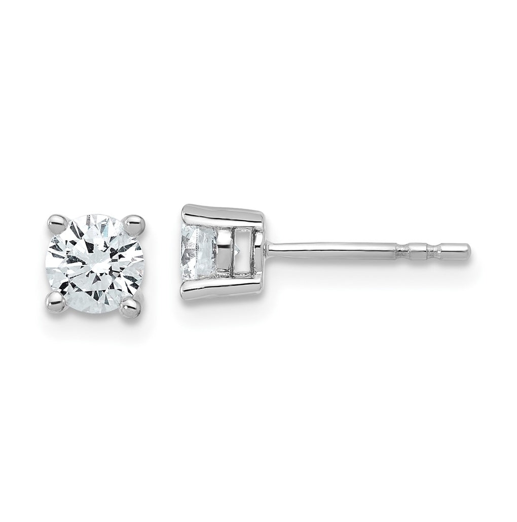 18k Yellow Or White Gold Or Platinum Or Sterling Silver Lab Grown Diamond VS+ F+ Round Complete Four Prong Stud Earrings