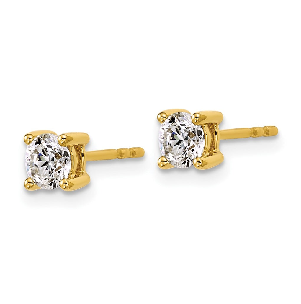 18k Yellow Gold Certified Lab Grown Diamond VS+ F+ Round Complete Four Prong Stud Earrings