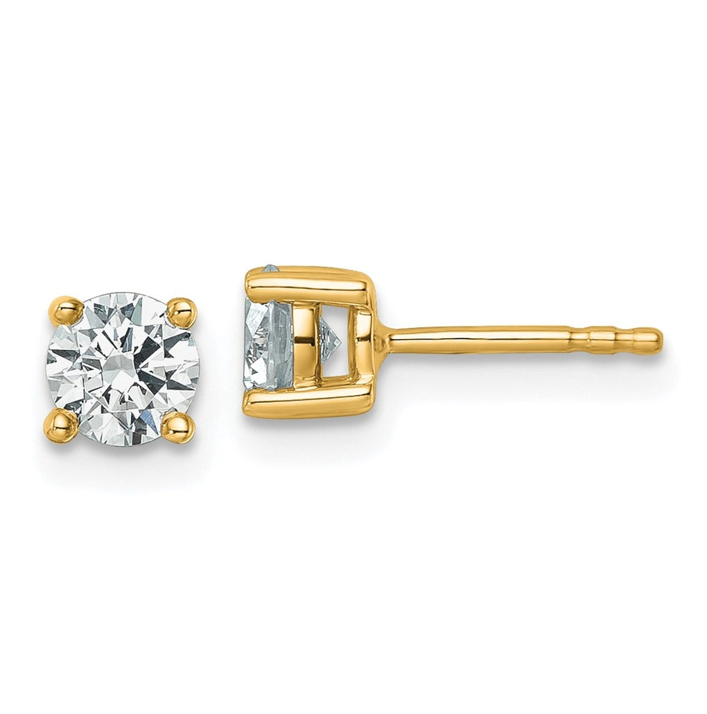 18k Yellow Gold Certified Lab Grown Diamond VS+ F+ Round Complete Four Prong Stud Earrings