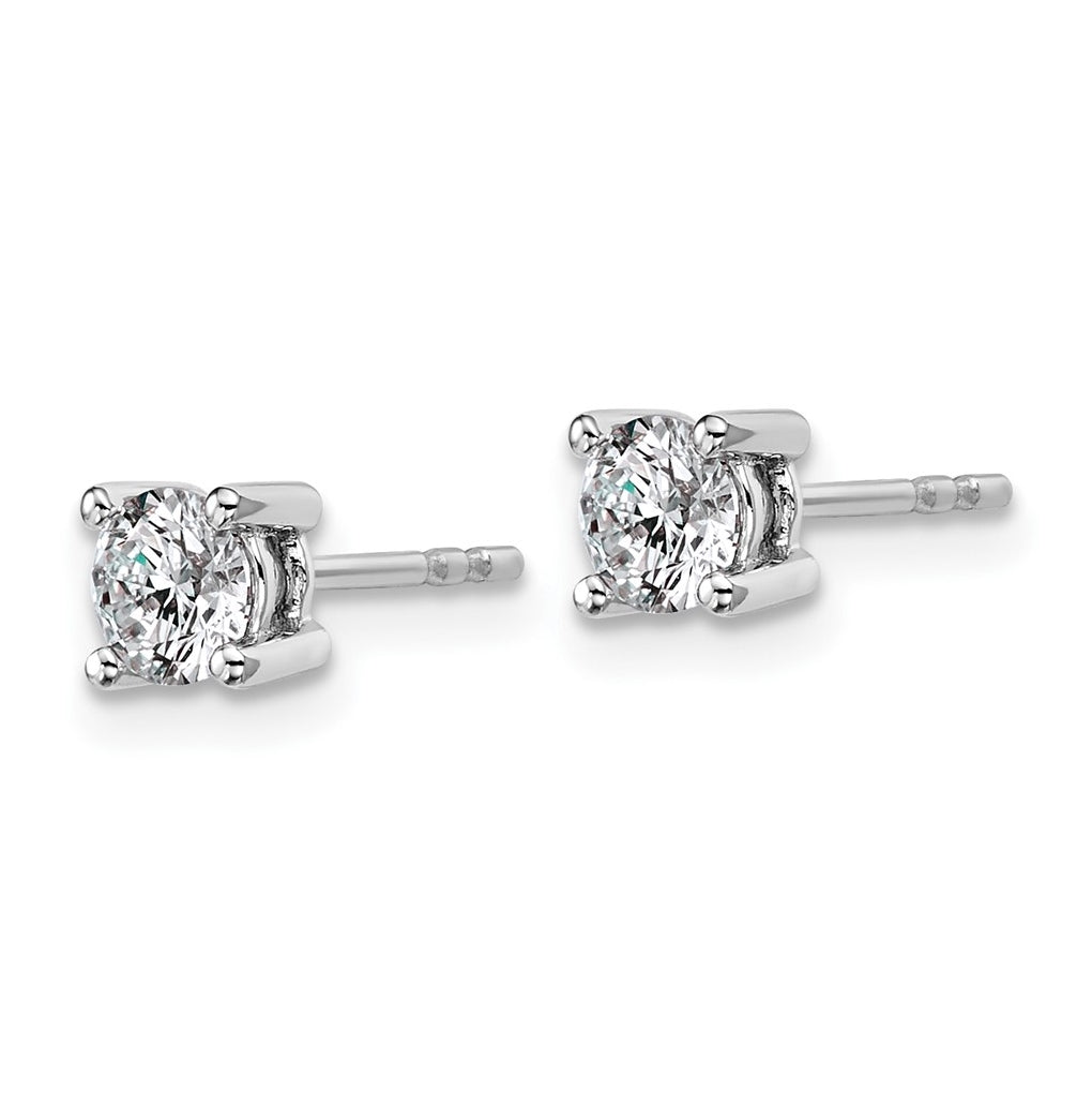 18k Yellow Or White Gold Or Platinum Or Sterling Silver Lab Grown Diamond VS+ F+ Round Complete Four Prong Stud Earrings