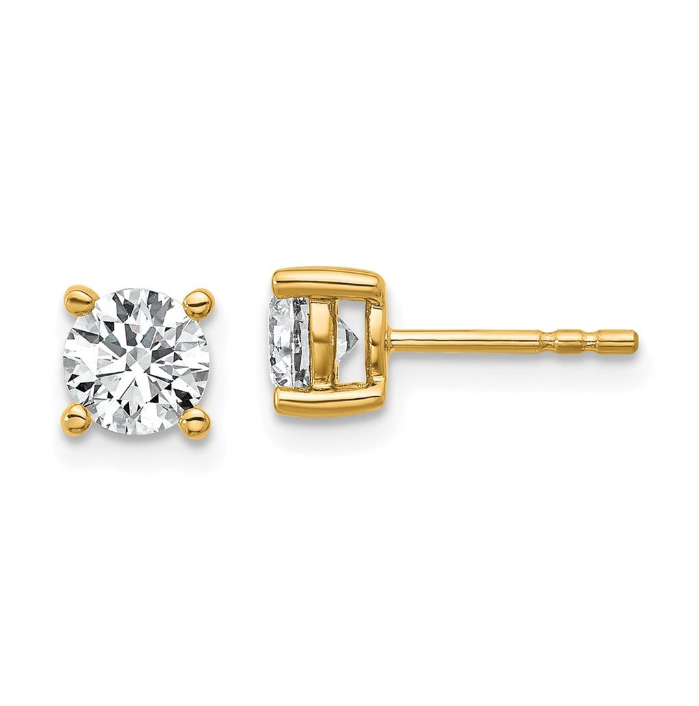 18k Yellow Gold Certified Lab Grown Diamond VS+ F+ Round Complete Four Prong Stud Earrings