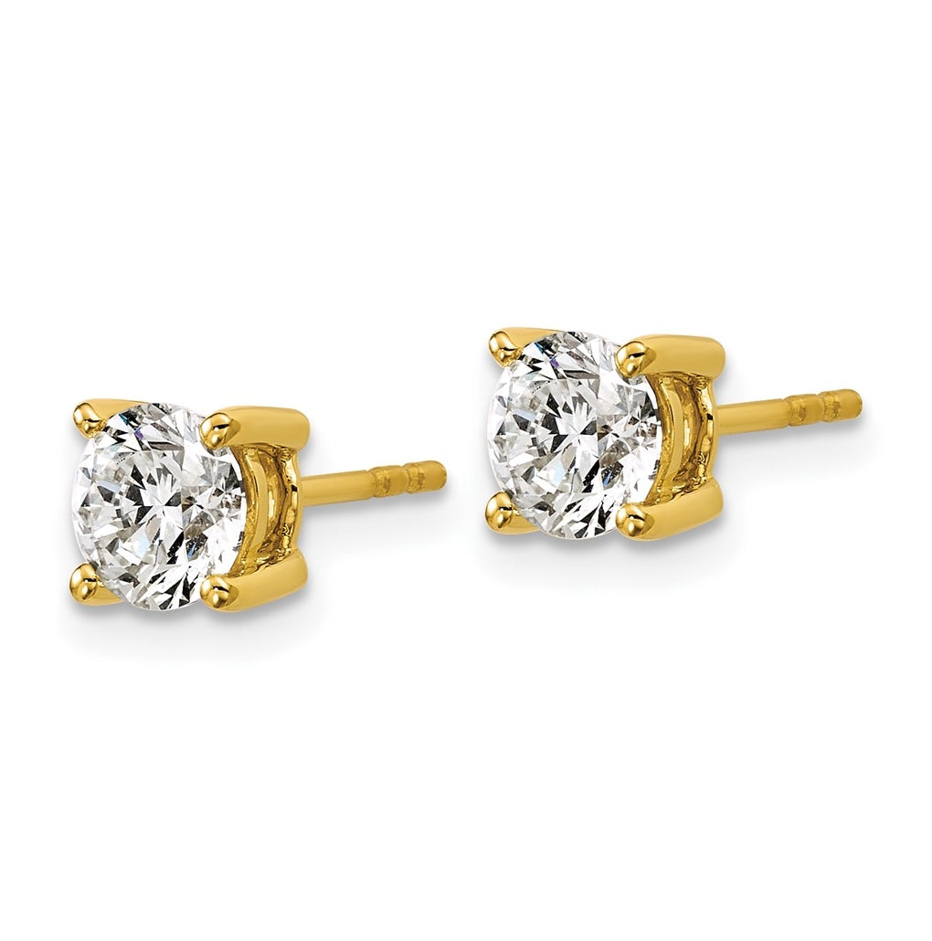 18k Yellow Gold Certified Lab Grown Diamond VS+ F+ Round Complete Four Prong Stud Earrings