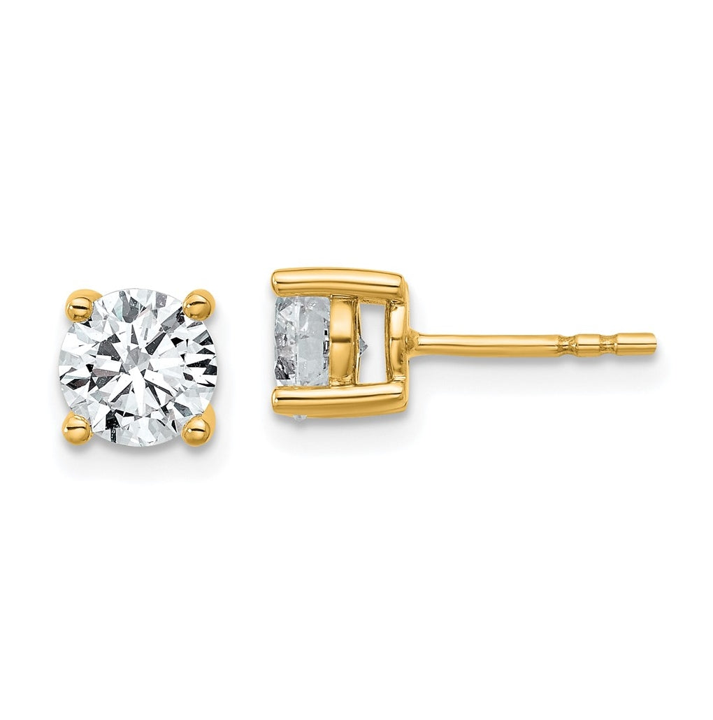 18k Yellow Gold Certified Lab Grown Diamond VS+ F+ Round Complete Four Prong Stud Earrings