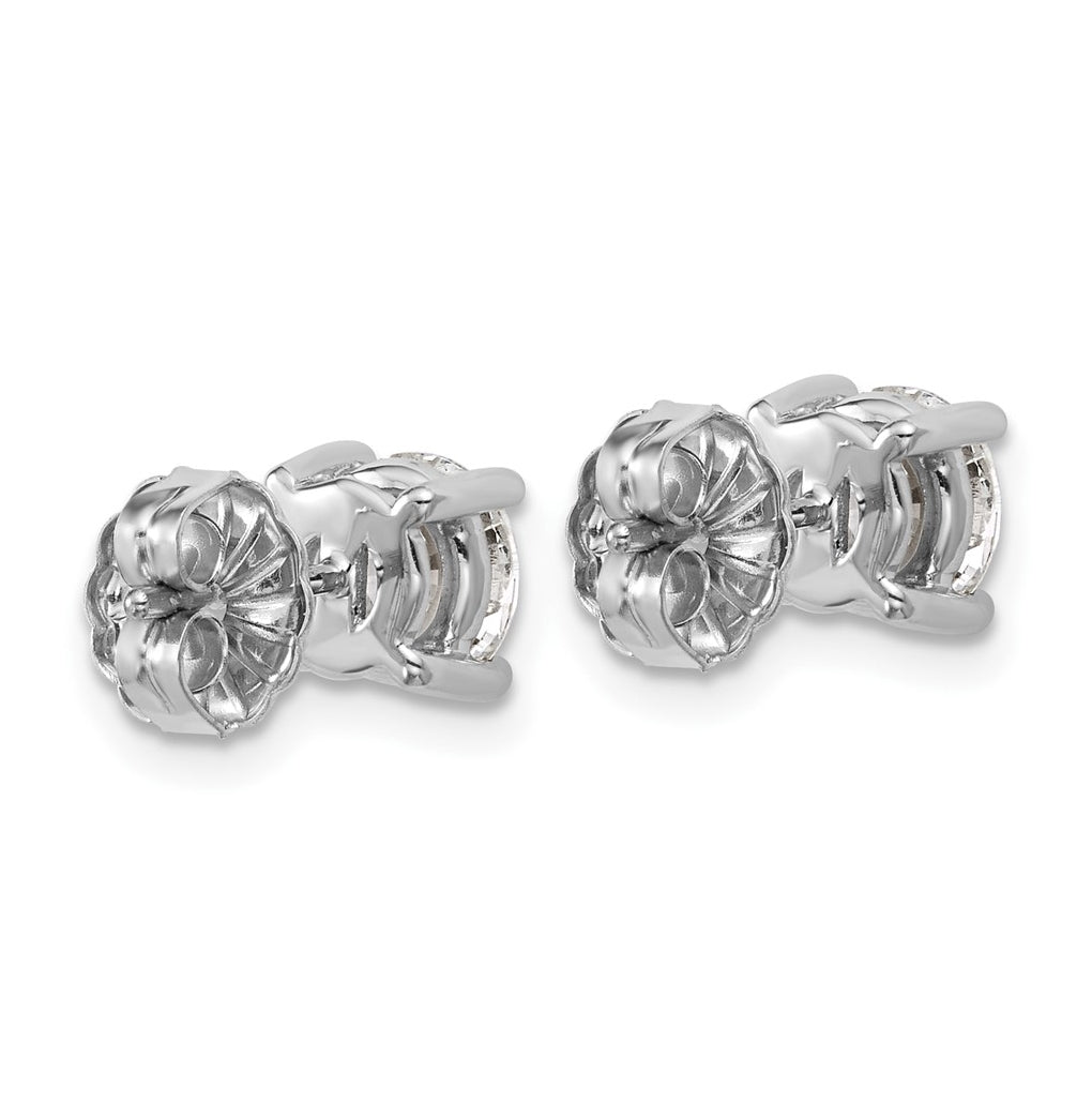 Sterling Silver Rhodium-plated Lab Grown Diamond VS/SI+ G+ Round Complete Four Prong Stud Earrings