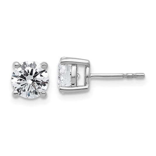 14k White Gold 2 carat total weight Round VS/SI DEF Lab Grown Diamond 4 Prong Stud Post Earrings