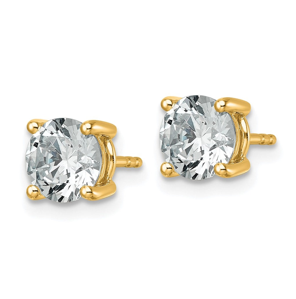 18k Yellow Gold Certified Lab Grown Diamond VS+ F+ Round Complete Four Prong Stud Earrings