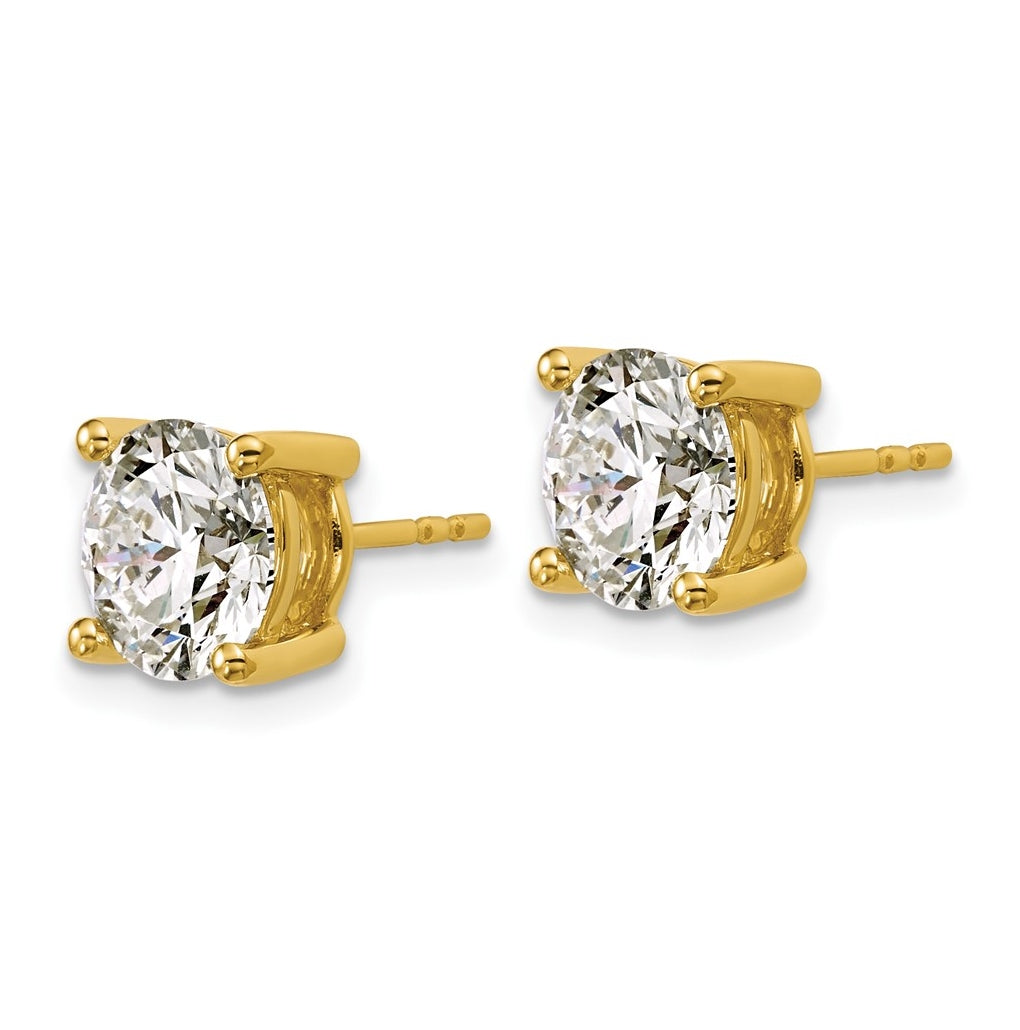 18k Yellow Gold Certified Lab Grown Diamond VS+ F+ Round Complete Four Prong Stud Earrings