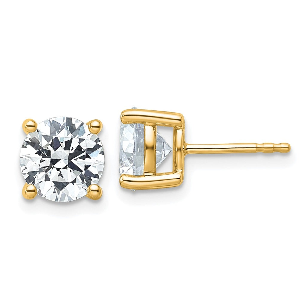 18k Yellow Gold Certified Lab Grown Diamond VS+ F+ Round Complete Four Prong Stud Earrings