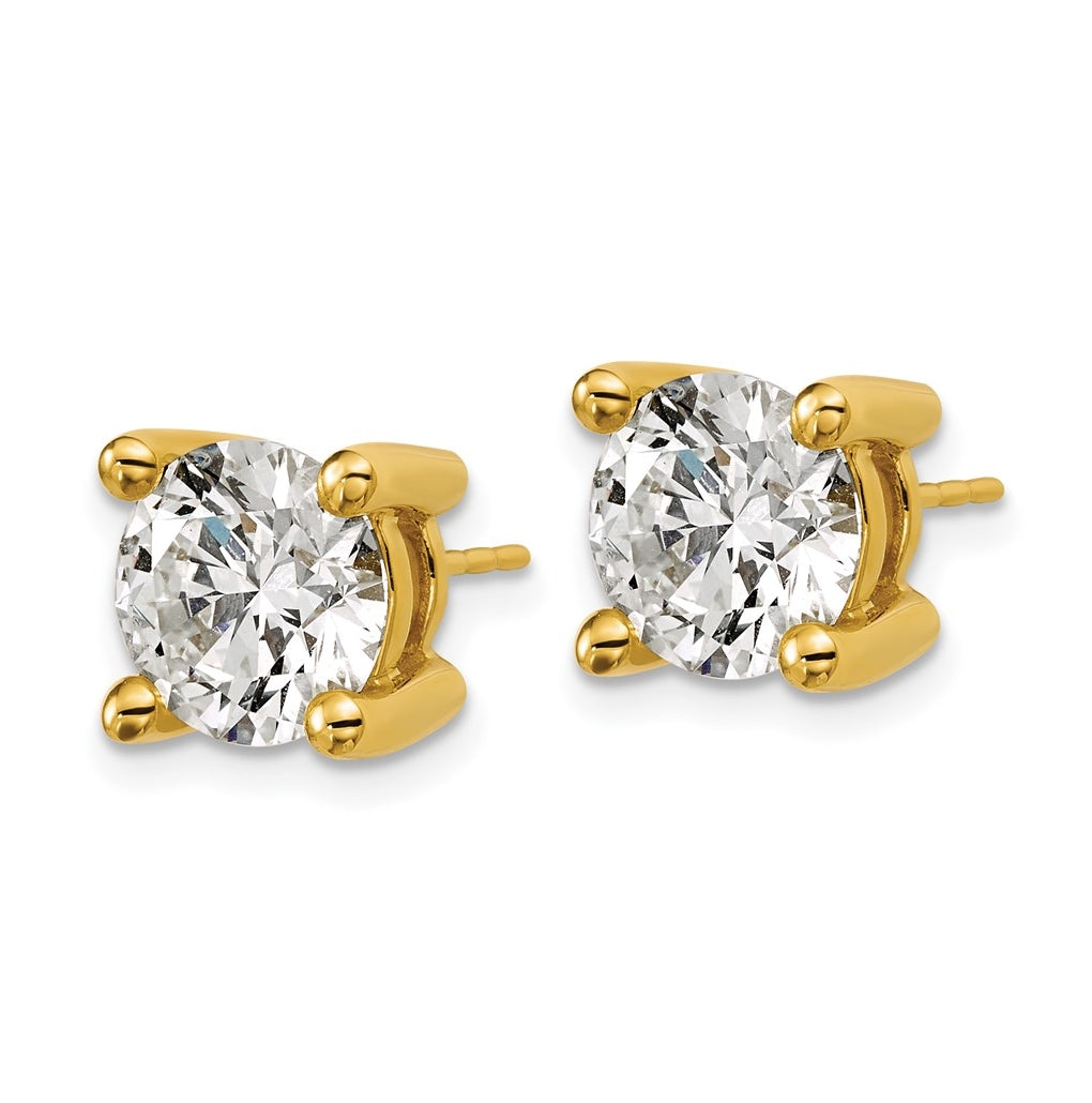 18k Yellow Gold Certified Lab Grown Diamond VS+ F+ Round Complete Four Prong Stud Earrings