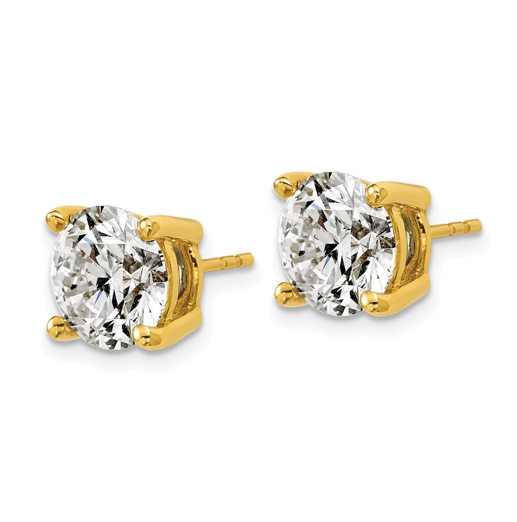 18k Yellow Gold Certified Lab Grown Diamond VS+ F+ Round Complete Four Prong Stud Earrings
