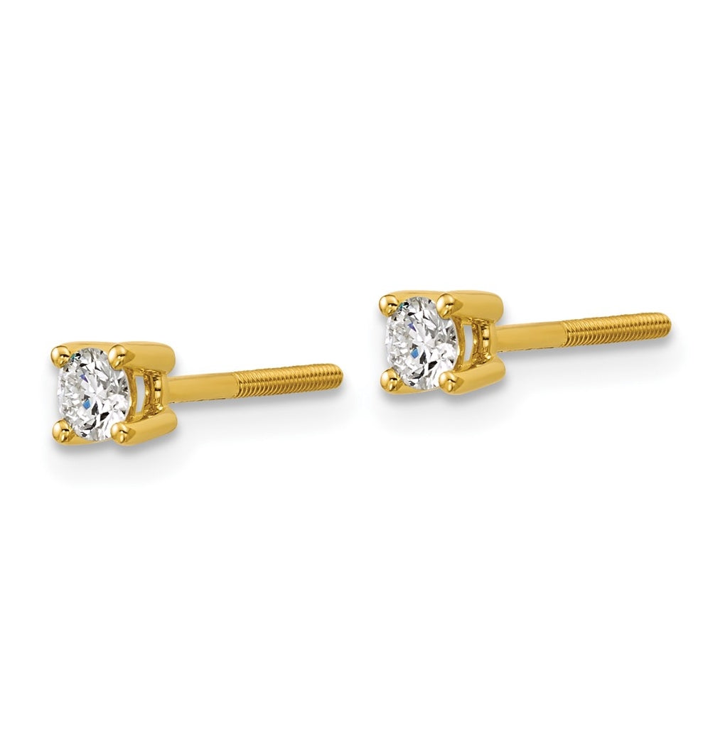 18K Yellow Or White Gold Or Platinum Lab Grown Diamond VS+ F+ Round Complete Four Prong Screwback Stud Earrings