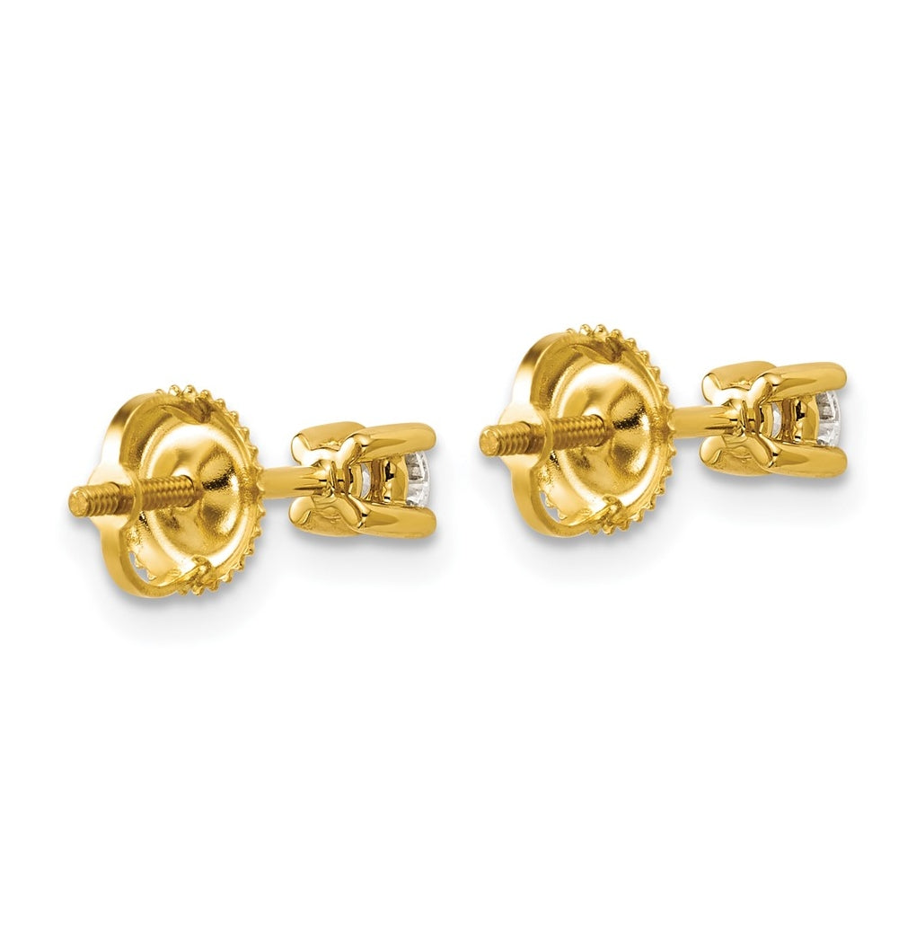 18K Yellow Or White Gold Or Platinum Lab Grown Diamond VS+ F+ Round Complete Four Prong Screwback Stud Earrings