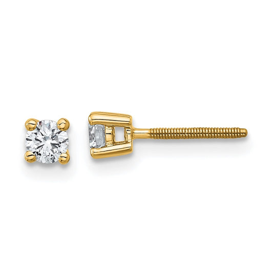 18K Yellow Or White Gold Or Platinum Lab Grown Diamond VS+ F+ Round Complete Four Prong Screwback Stud Earrings