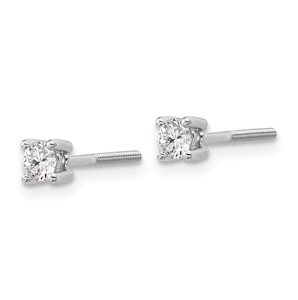 18K Yellow Or White Gold Or Platinum Lab Grown Diamond VS+ F+ Round Complete Four Prong Screwback Stud Earrings